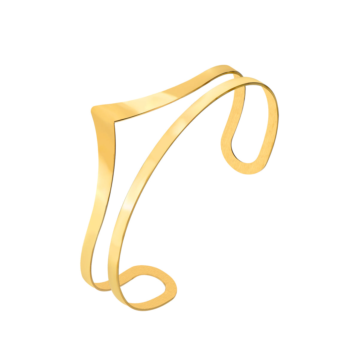 Steel Armlet - V Adjustable - 4 mm - Gold Color