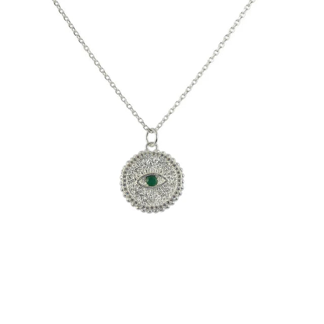 Eye Necklace with onyx Stone and zircons